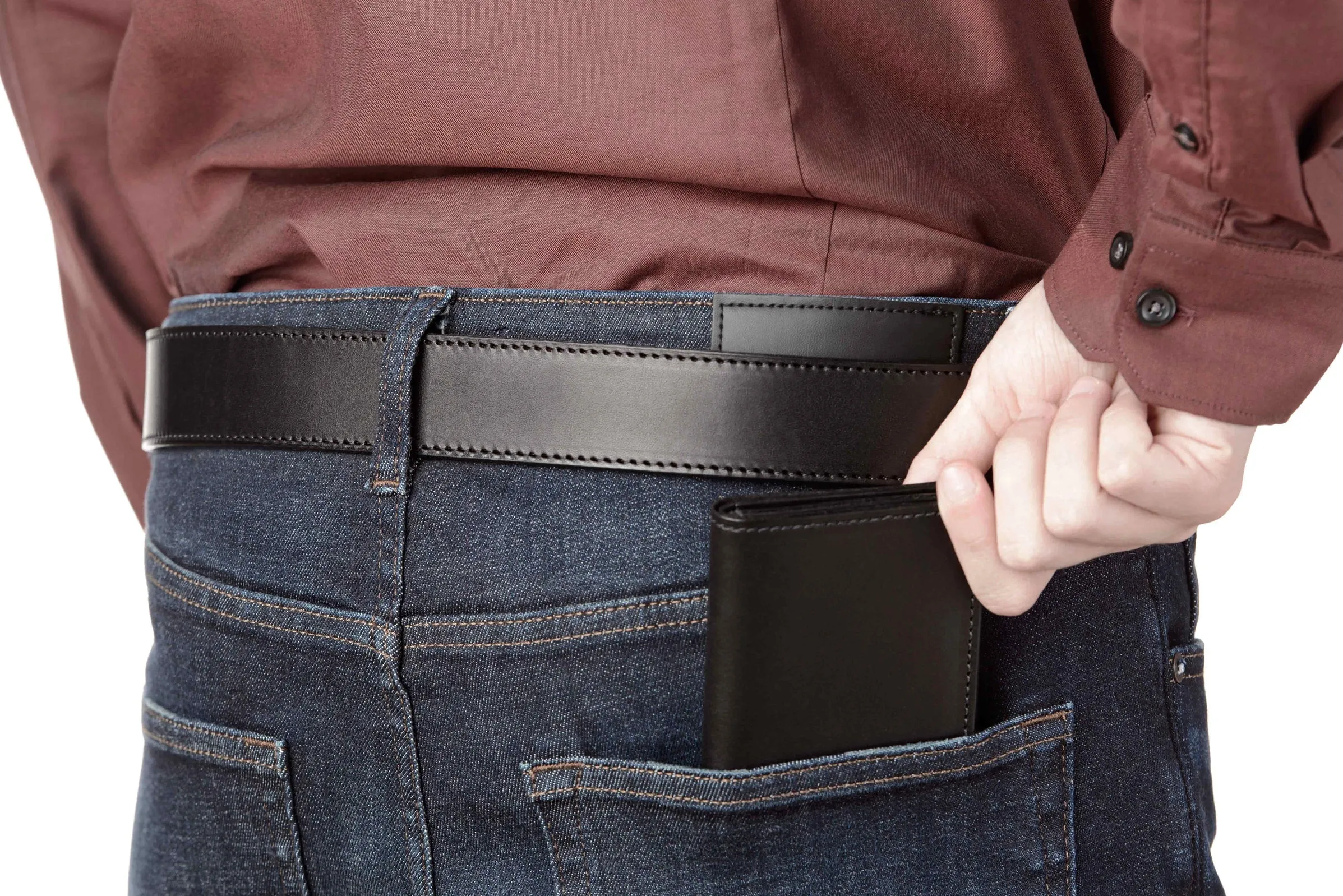 Black Premium Leather Trifold Wallet with ID Window