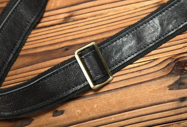 Black Small Leather Messenger Bag Chest Bag Side Bag Courier bag For Men