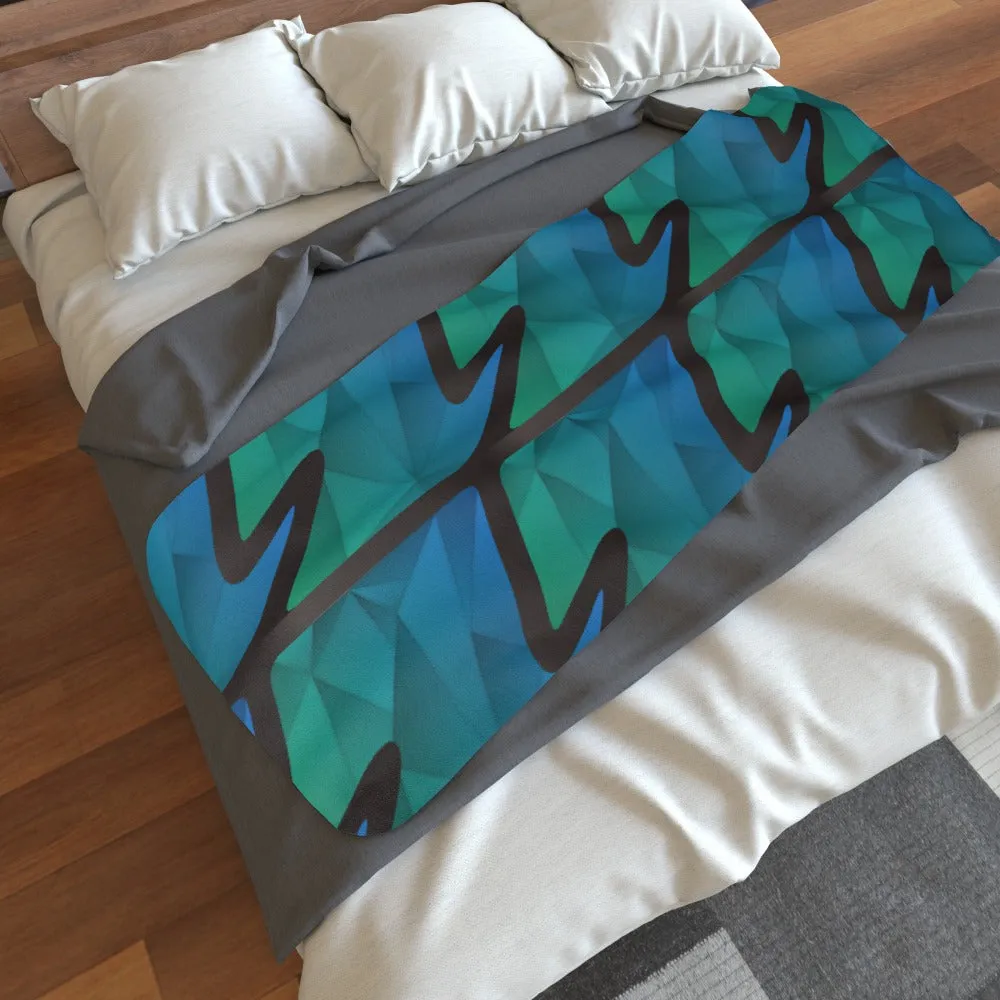 Blanket Scarf - Abstract Wave Blue/Green