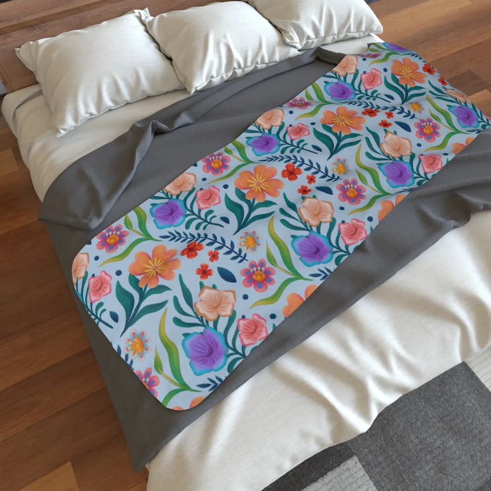 Blanket Scarf - Very Floral Blue