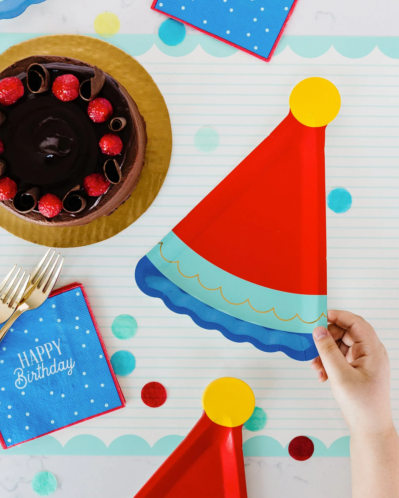Blue Birthday Hat Shaped Plate
