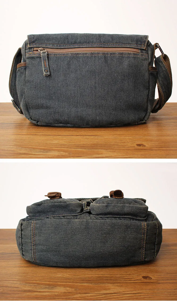 Blue Denim Mens Small Side Bag Denim Small Messenger Bag Vintage Denim Crossbody Bag For Women