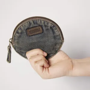 Blue Denim Mens Small Wallet Short Wallet Keychain Wallet Coin Purse For Men