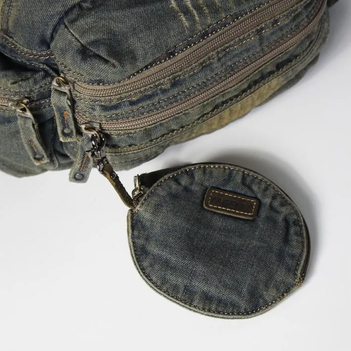 Blue Denim Mens Small Wallet Short Wallet Keychain Wallet Coin Purse For Men