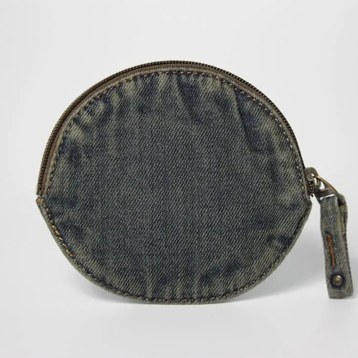 Blue Denim Mens Small Wallet Short Wallet Keychain Wallet Coin Purse For Men