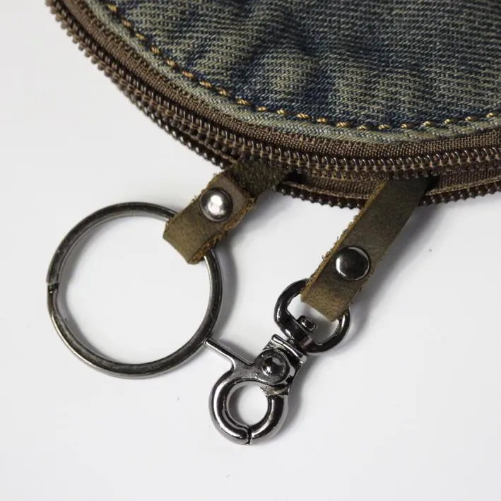 Blue Denim Mens Small Wallet Short Wallet Keychain Wallet Coin Purse For Men