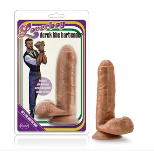 Blush Loverboy Derek The Bartender Realistic 7 in. Dildo with Balls & Suction Cup Tan