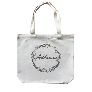 Bridesmaid Monochrome Baby Breath Wreath Addname Canvas Bag