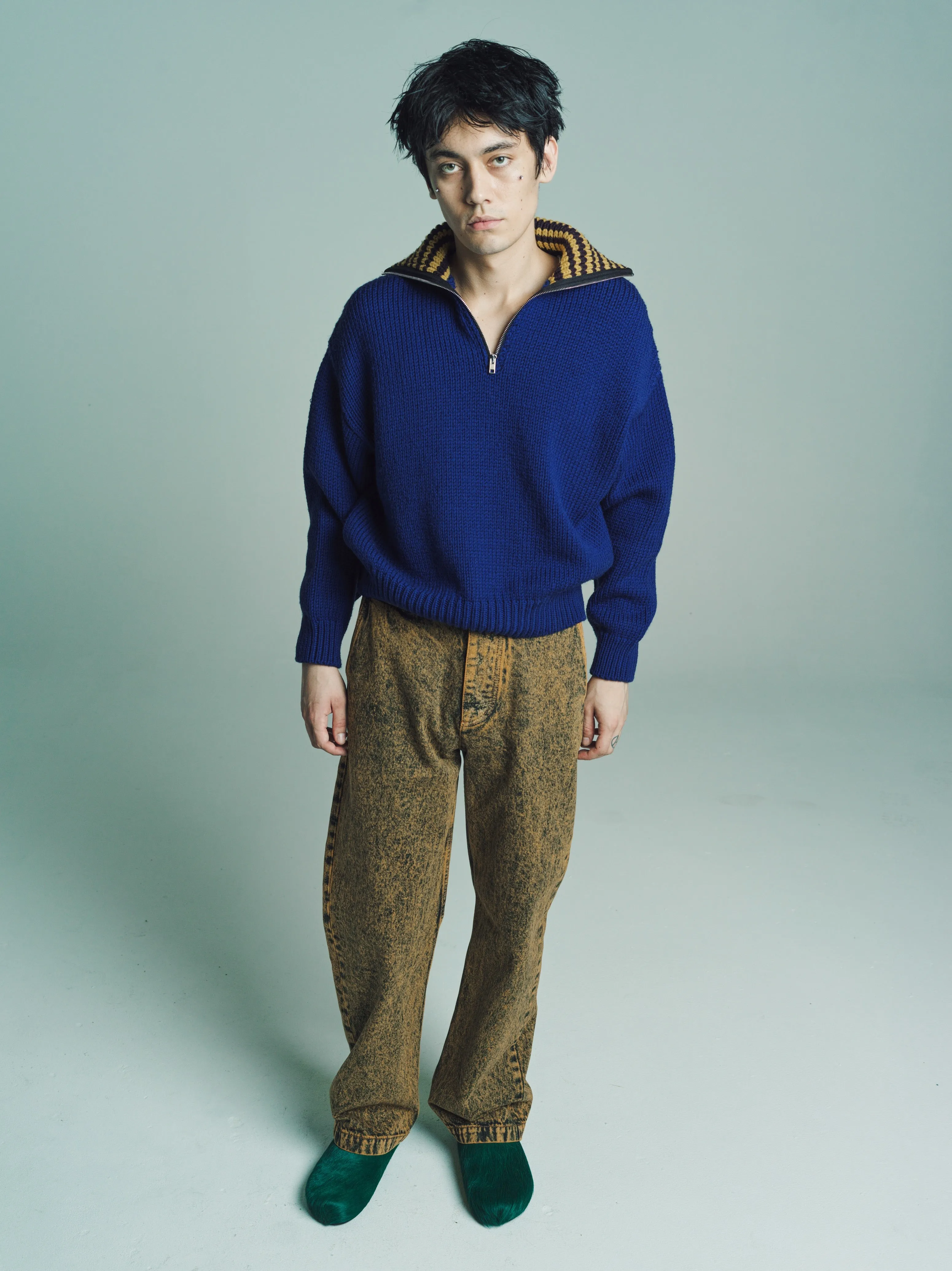 Brown Marble Dyed Denim Trousers