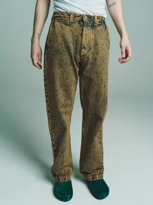Brown Marble Dyed Denim Trousers