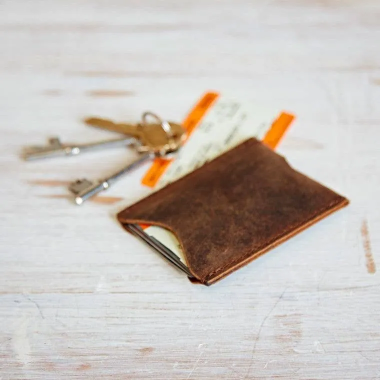 Buffalo Leather Travel Card Holder - Handmade