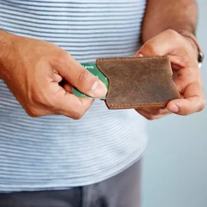 Buffalo Leather Travel Card Holder - Handmade