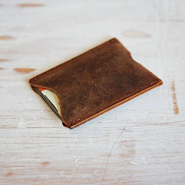 Buffalo Leather Travel Card Holder - Handmade