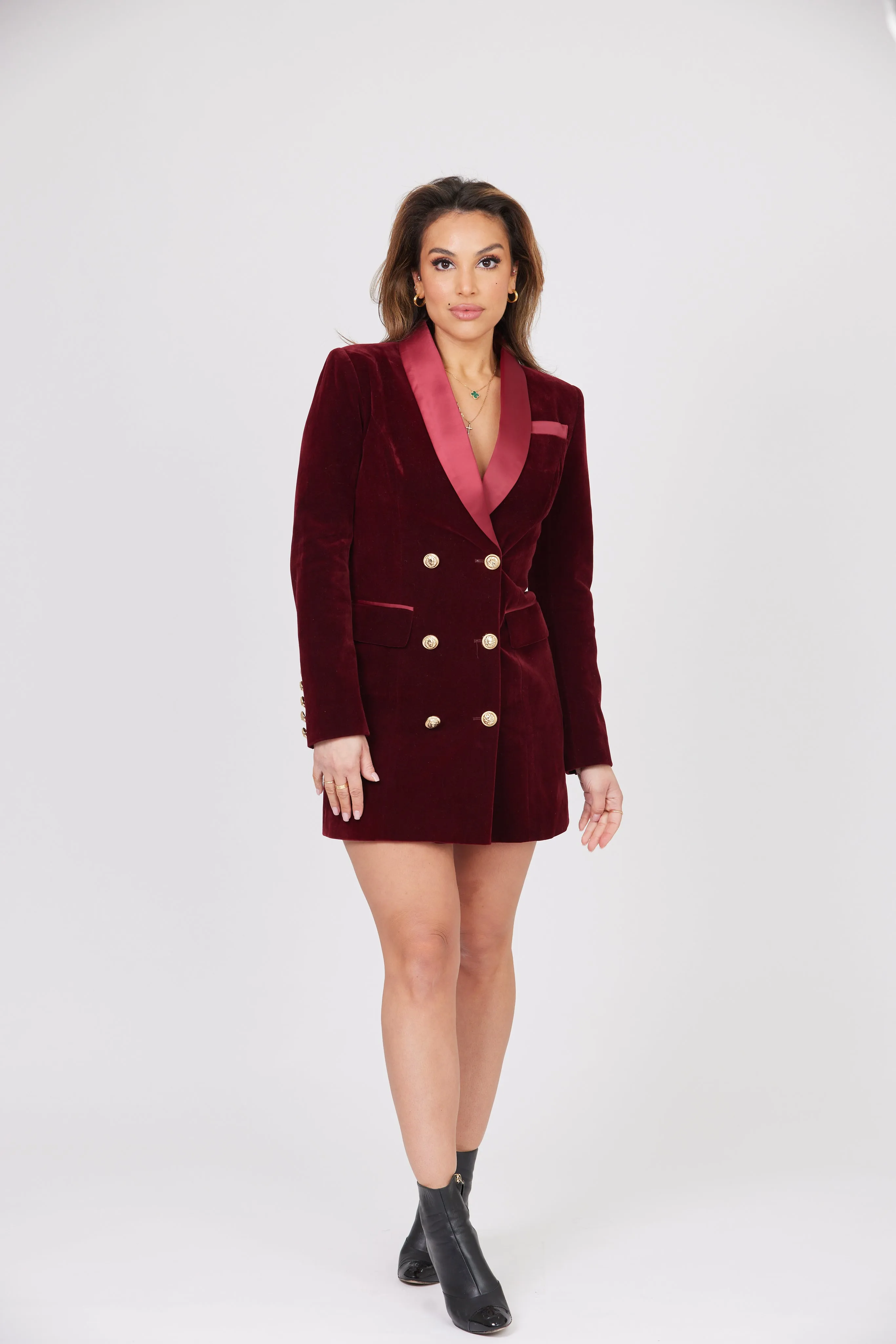 BURGUNDY VELOUR JACKET WITH GOLD BUTTONS LIMITED EDITION