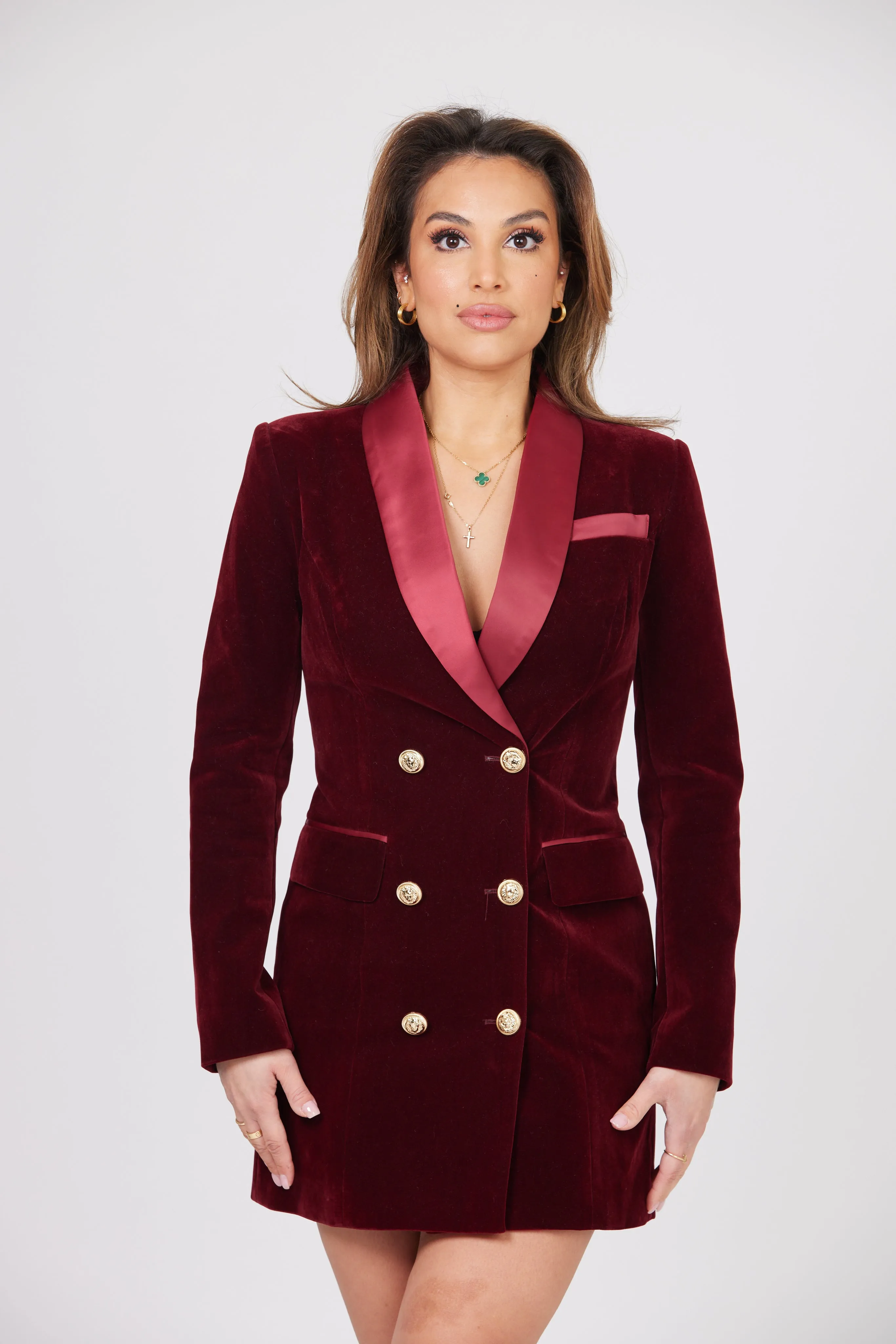 BURGUNDY VELOUR JACKET WITH GOLD BUTTONS LIMITED EDITION