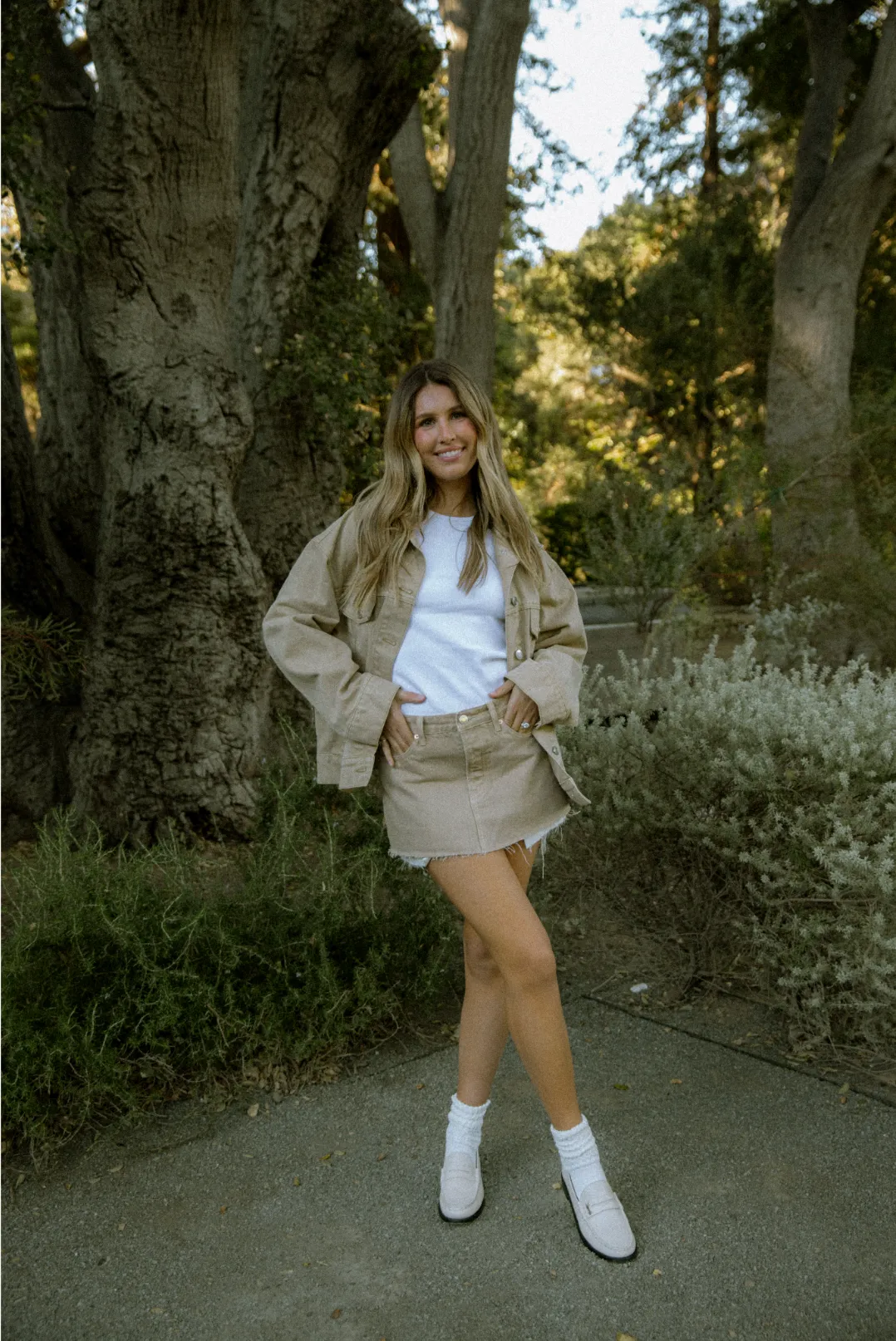 Camel Denim Mini Skirt