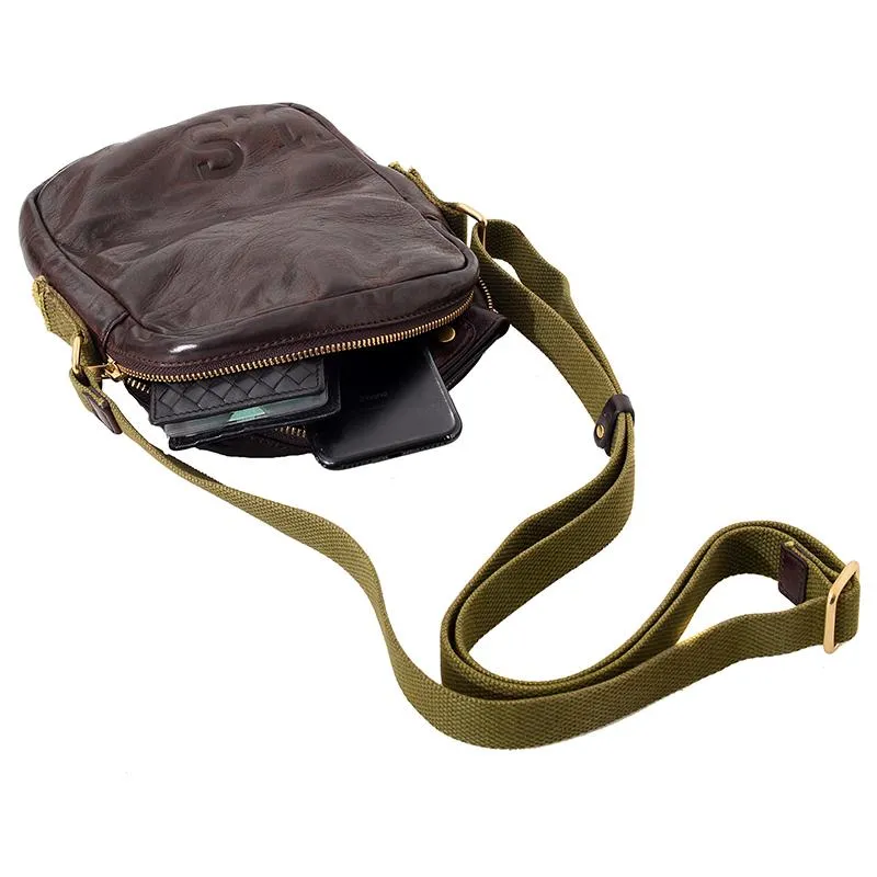 Casual Coffee Leather Men Vertical Side Bag Green Small Messenger Bag Black Courier Bag For Men