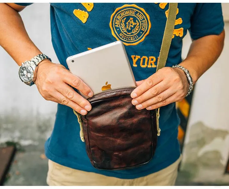 Casual Coffee Leather Men Vertical Side Bag Green Small Messenger Bag Black Courier Bag For Men