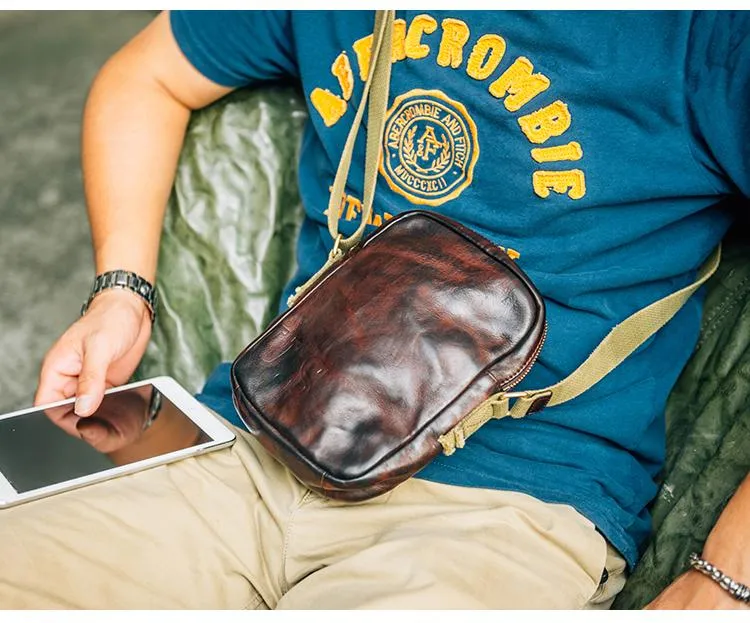 Casual Coffee Leather Men Vertical Side Bag Green Small Messenger Bag Black Courier Bag For Men