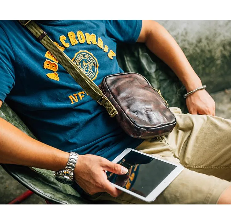 Casual Coffee Leather Men Vertical Side Bag Green Small Messenger Bag Black Courier Bag For Men