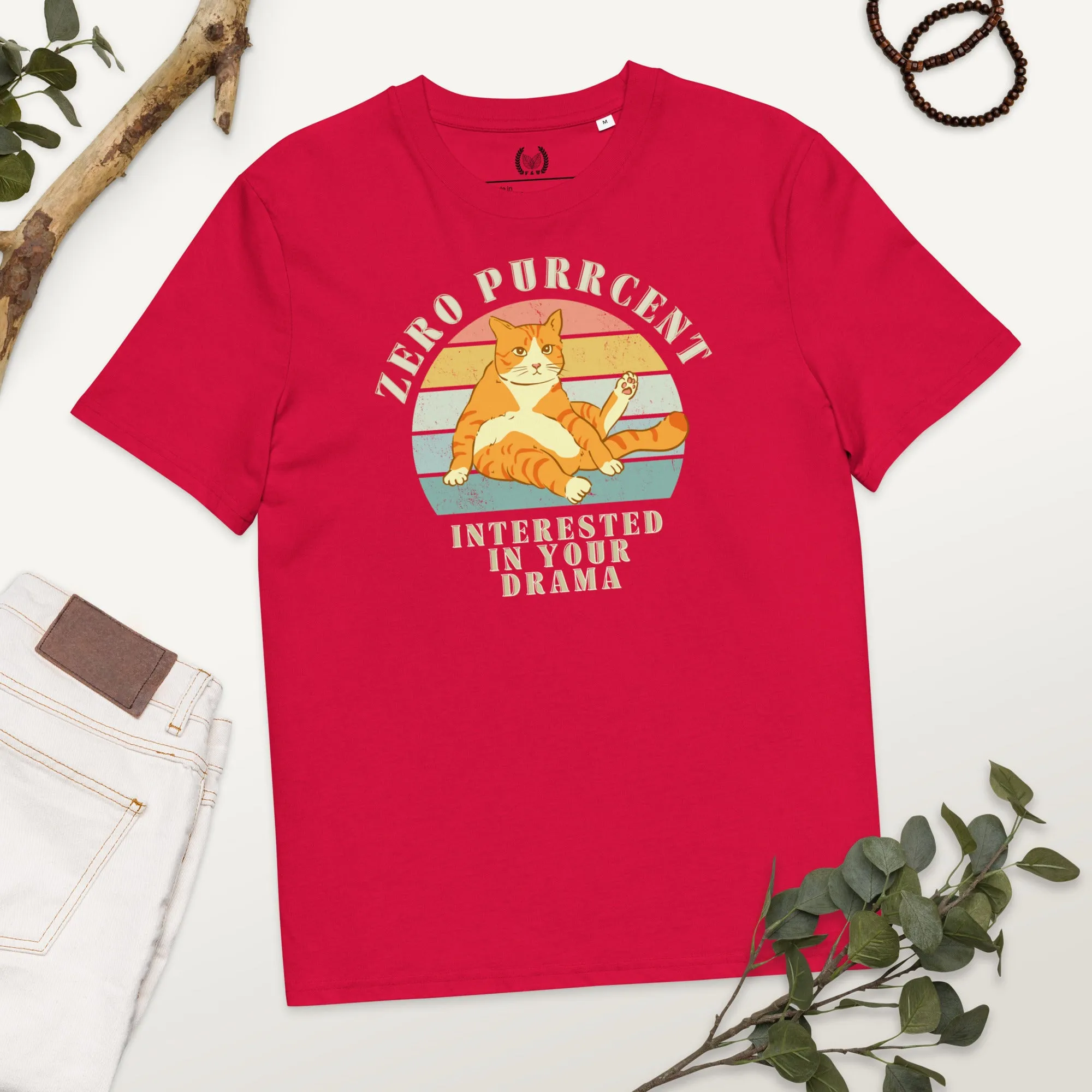 Cat Lover’s Organic Tee – Vintage Design, Zero Drama Quote