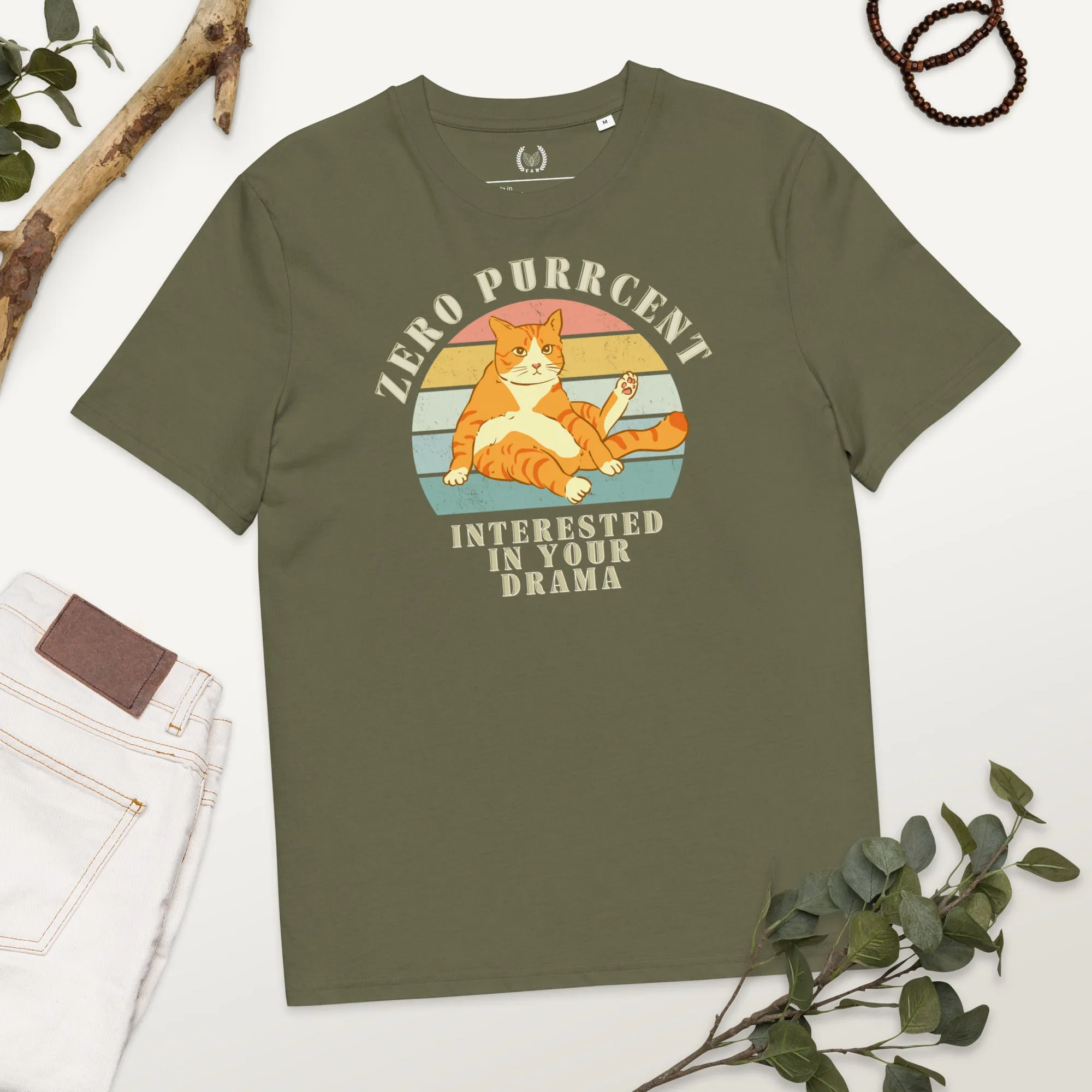 Cat Lover’s Organic Tee – Vintage Design, Zero Drama Quote