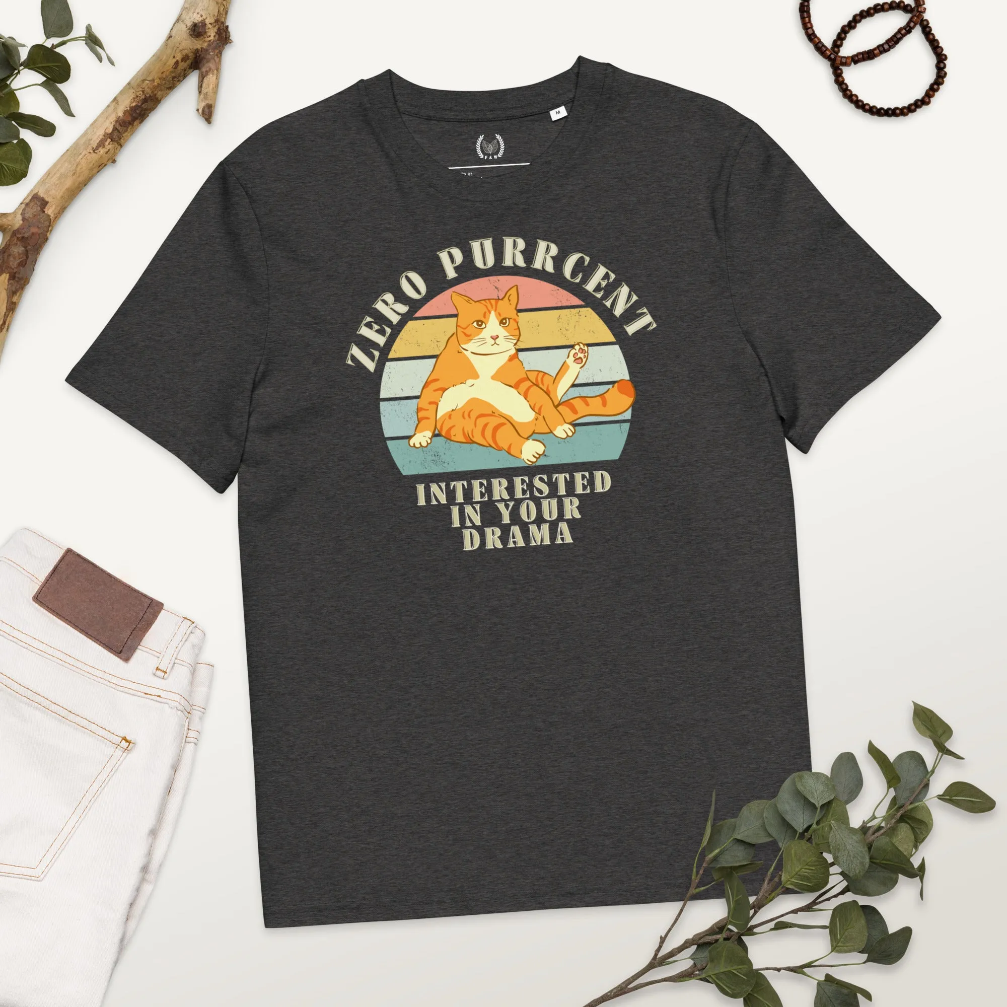 Cat Lover’s Organic Tee – Vintage Design, Zero Drama Quote