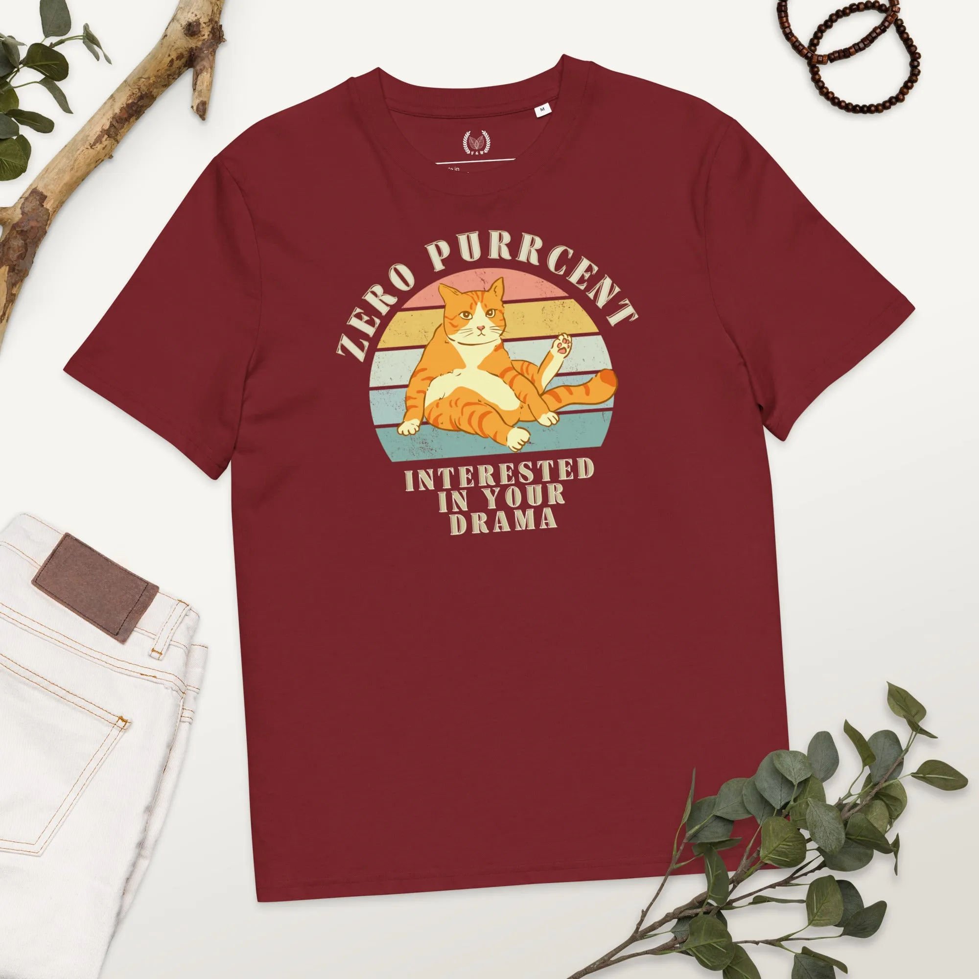 Cat Lover’s Organic Tee – Vintage Design, Zero Drama Quote