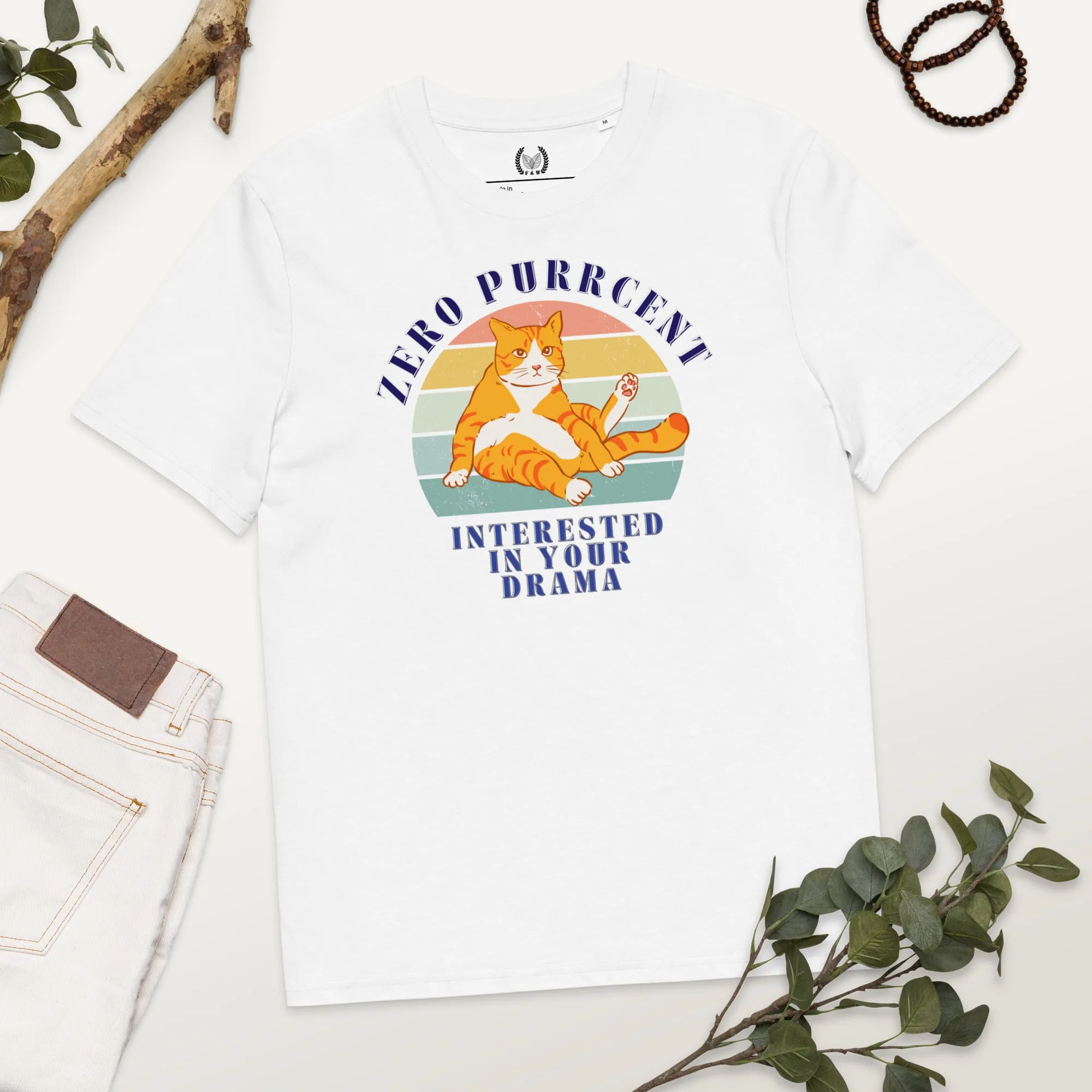 Cat Lover’s Organic Tee – Vintage Design, Zero Drama Quote