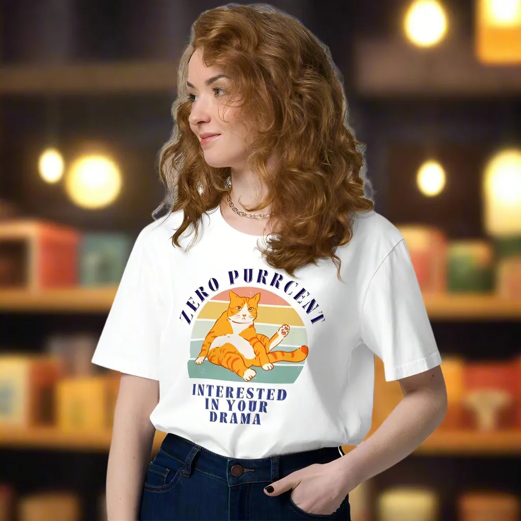 Cat Lover’s Organic Tee – Vintage Design, Zero Drama Quote