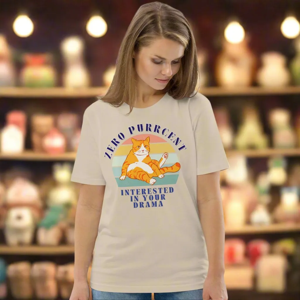 Cat Lover’s Organic Tee – Vintage Design, Zero Drama Quote