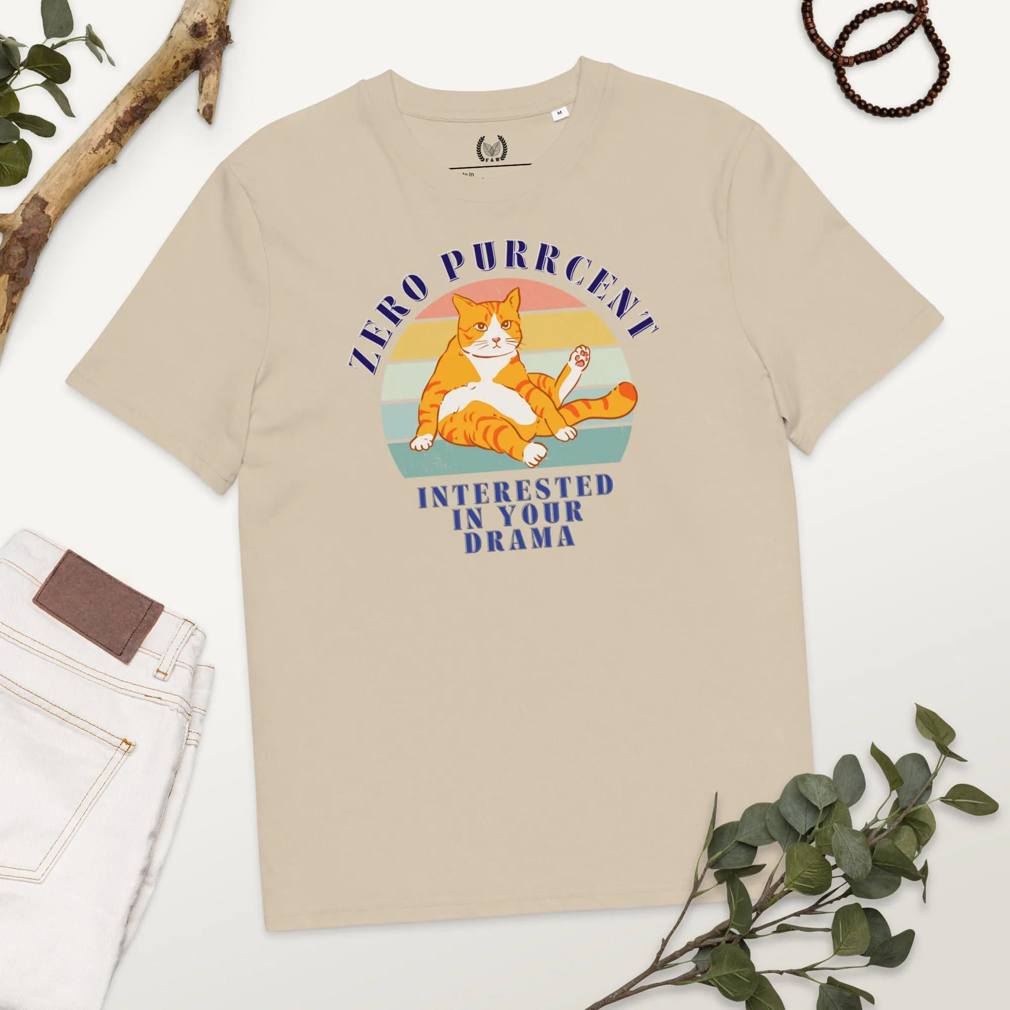 Cat Lover’s Organic Tee – Vintage Design, Zero Drama Quote