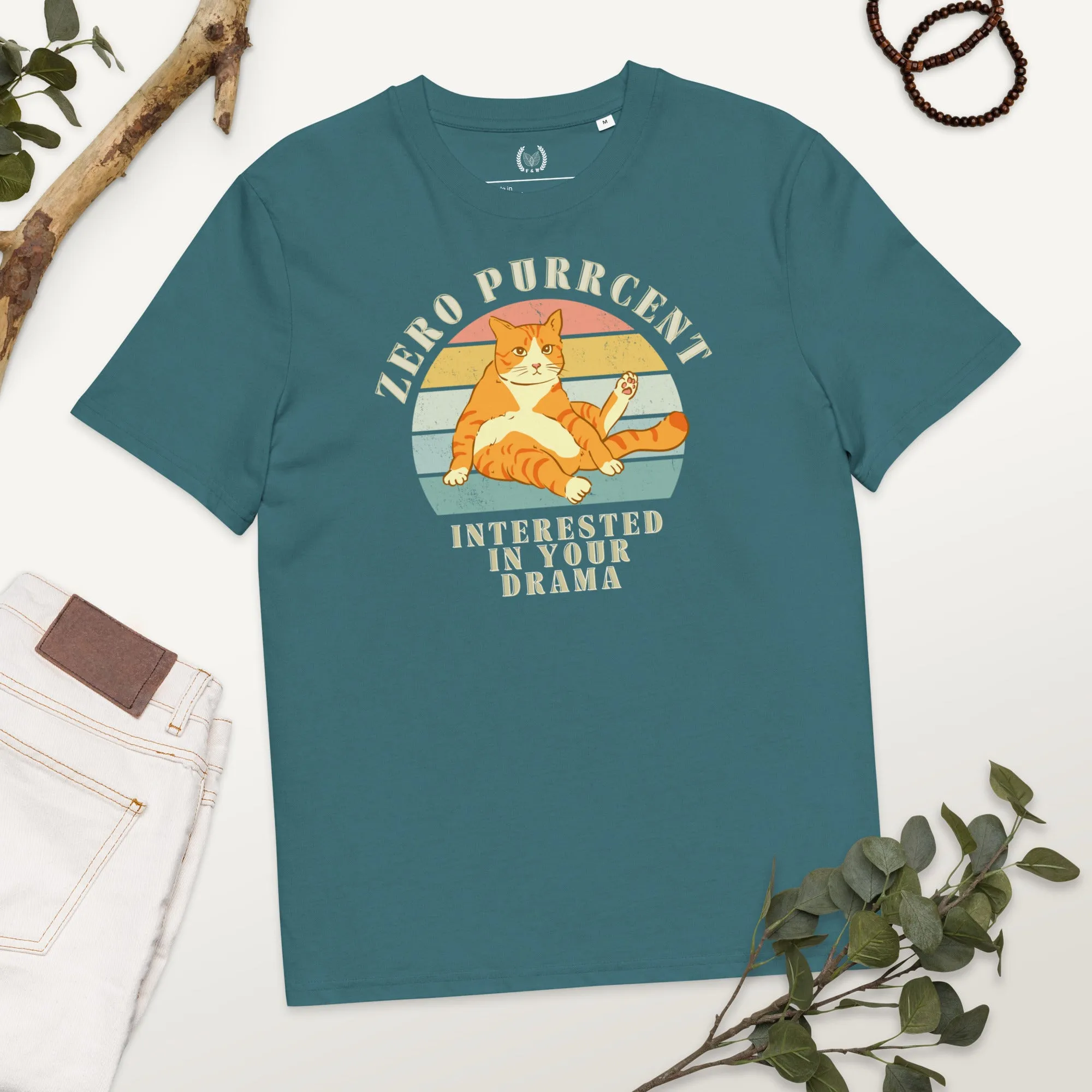 Cat Lover’s Organic Tee – Vintage Design, Zero Drama Quote