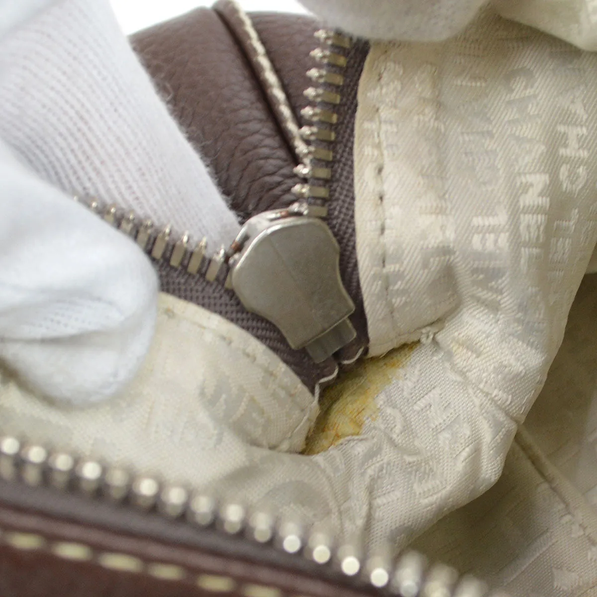 CHANEL 2003-2004 Brown Caviar Embossed Logo Shoulder Bag