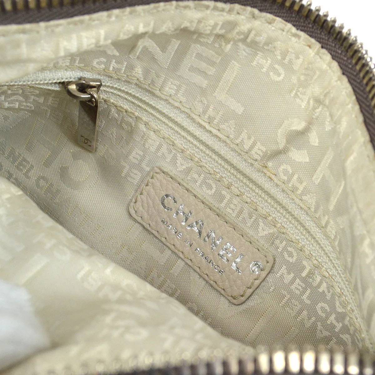CHANEL 2003-2004 Brown Caviar Embossed Logo Shoulder Bag
