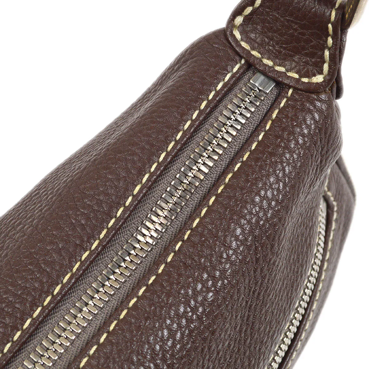CHANEL 2003-2004 Brown Caviar Embossed Logo Shoulder Bag