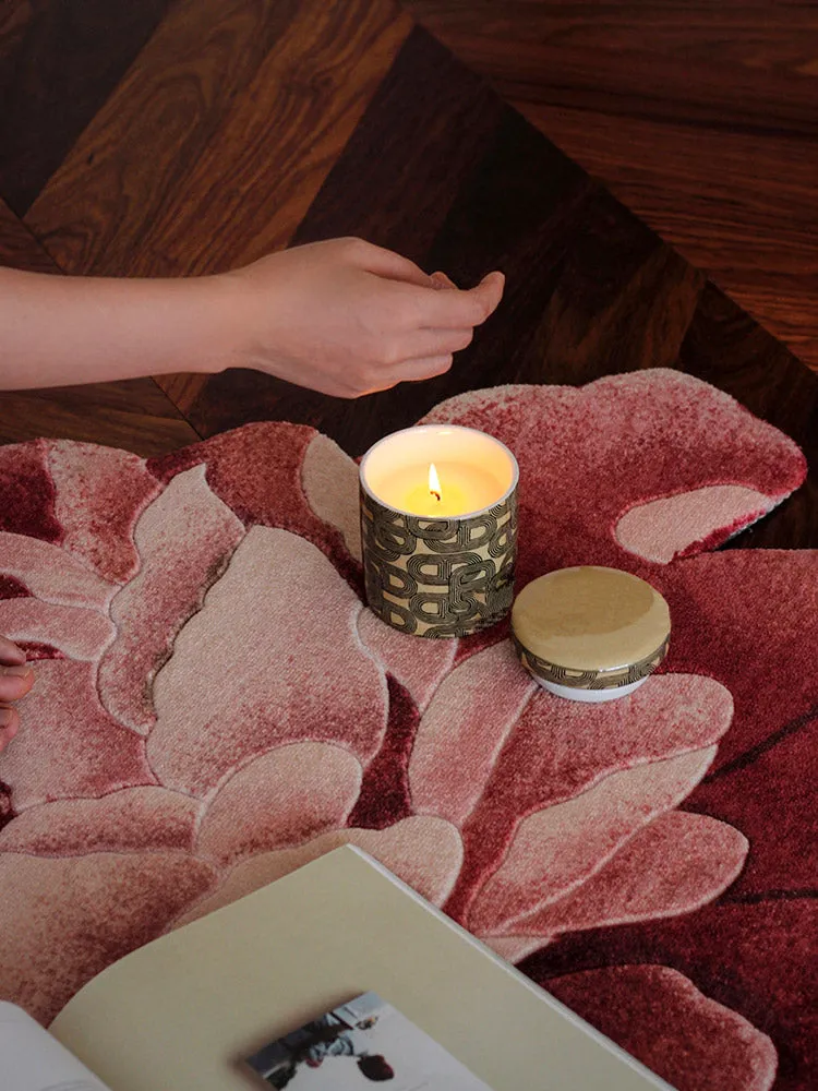 Chinese Style "Blooming Prosperity" Pink Peony Flower Shaped Carpet Home Decoration