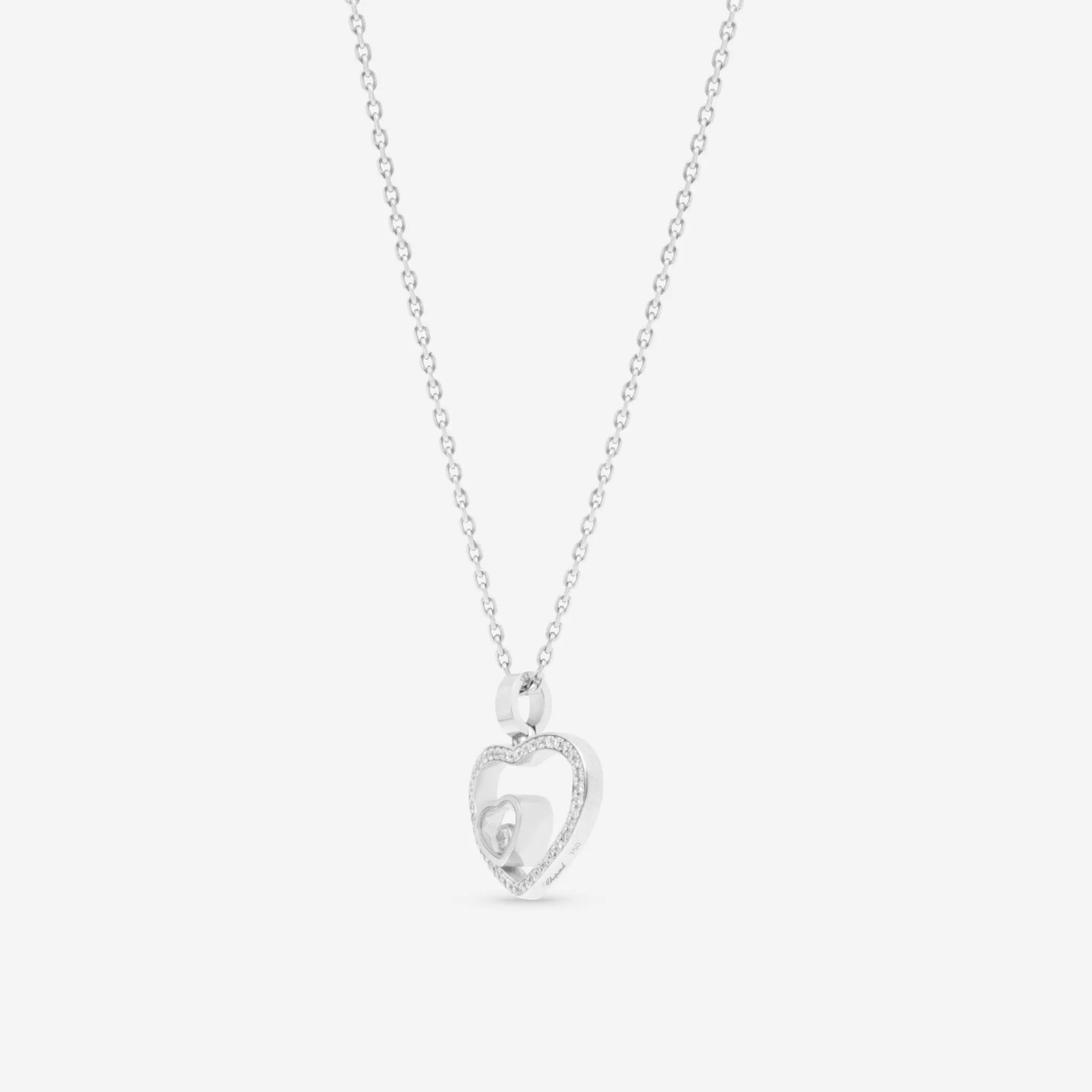 Chopard Happy Hearts 18K White Gold Diamond Pendant Necklace 797482-1002