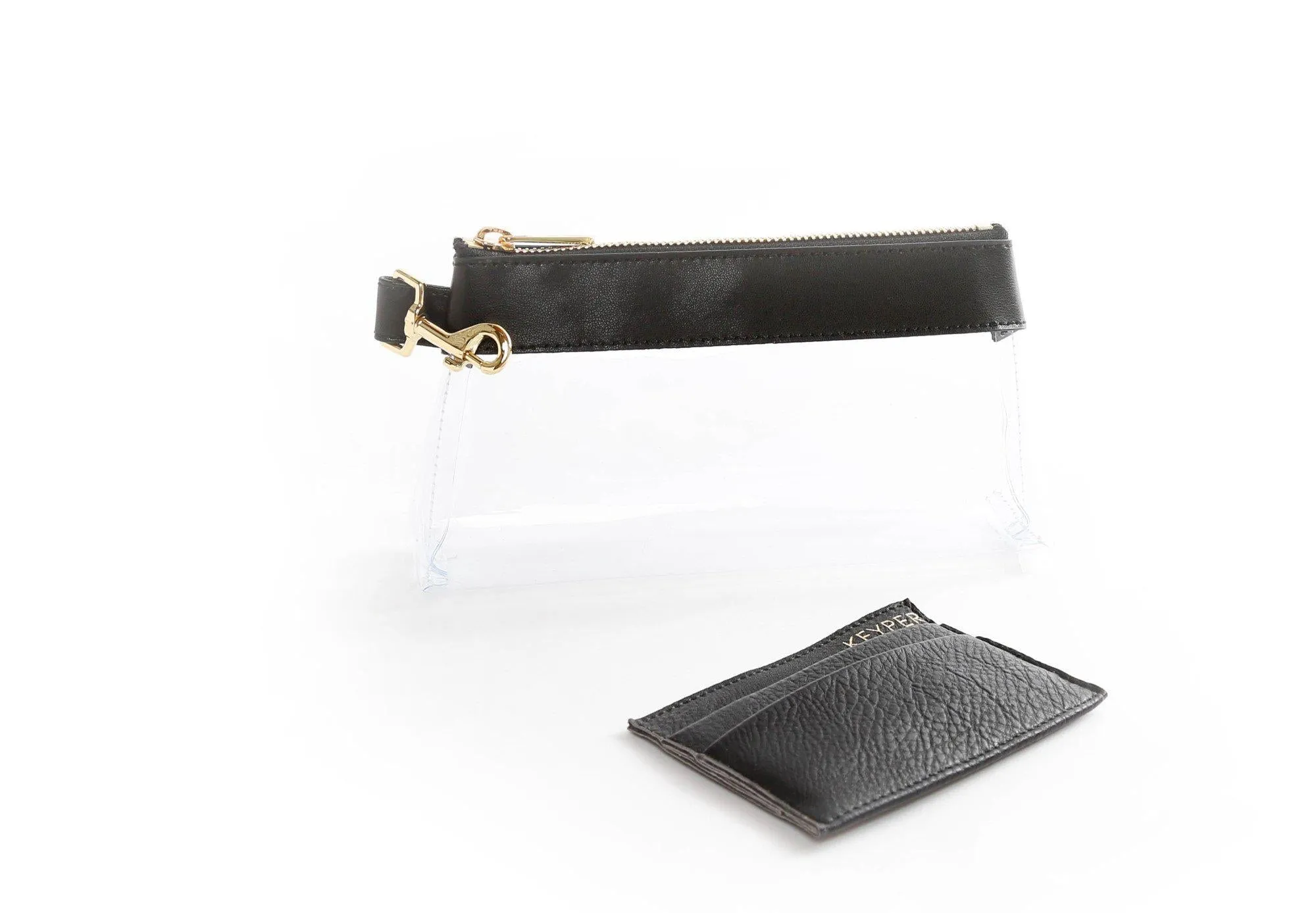 Classic Black CLEAR IT BAG • Pouch  -Leather Trim