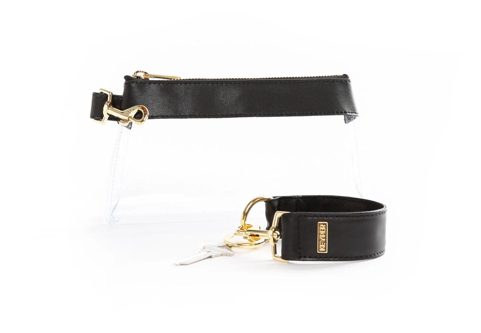Classic Black CLEAR IT BAG • Pouch  -Leather Trim