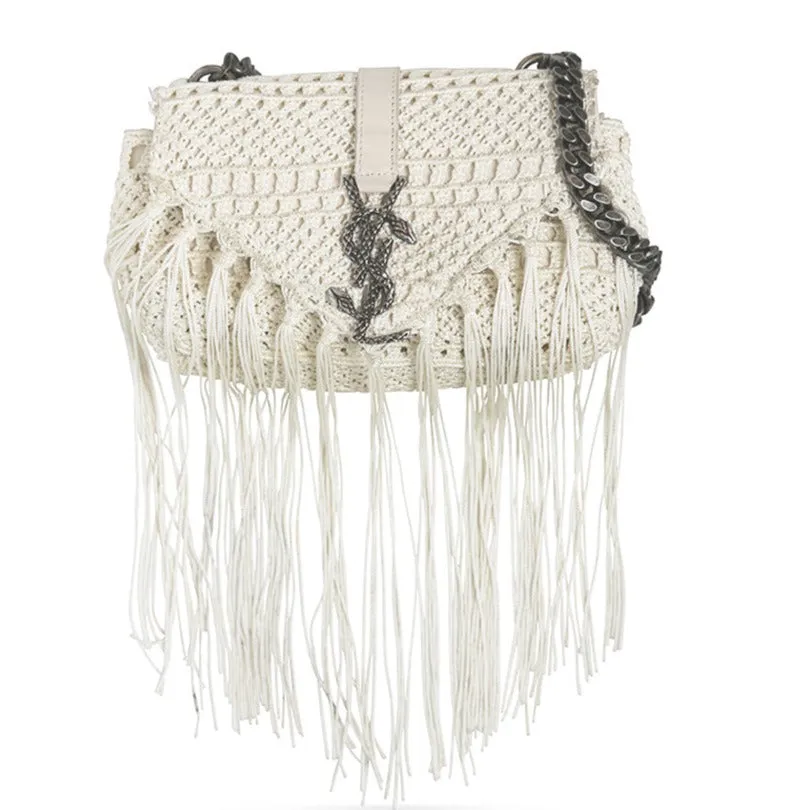 Classic Monogram Crochet Fringed Bag