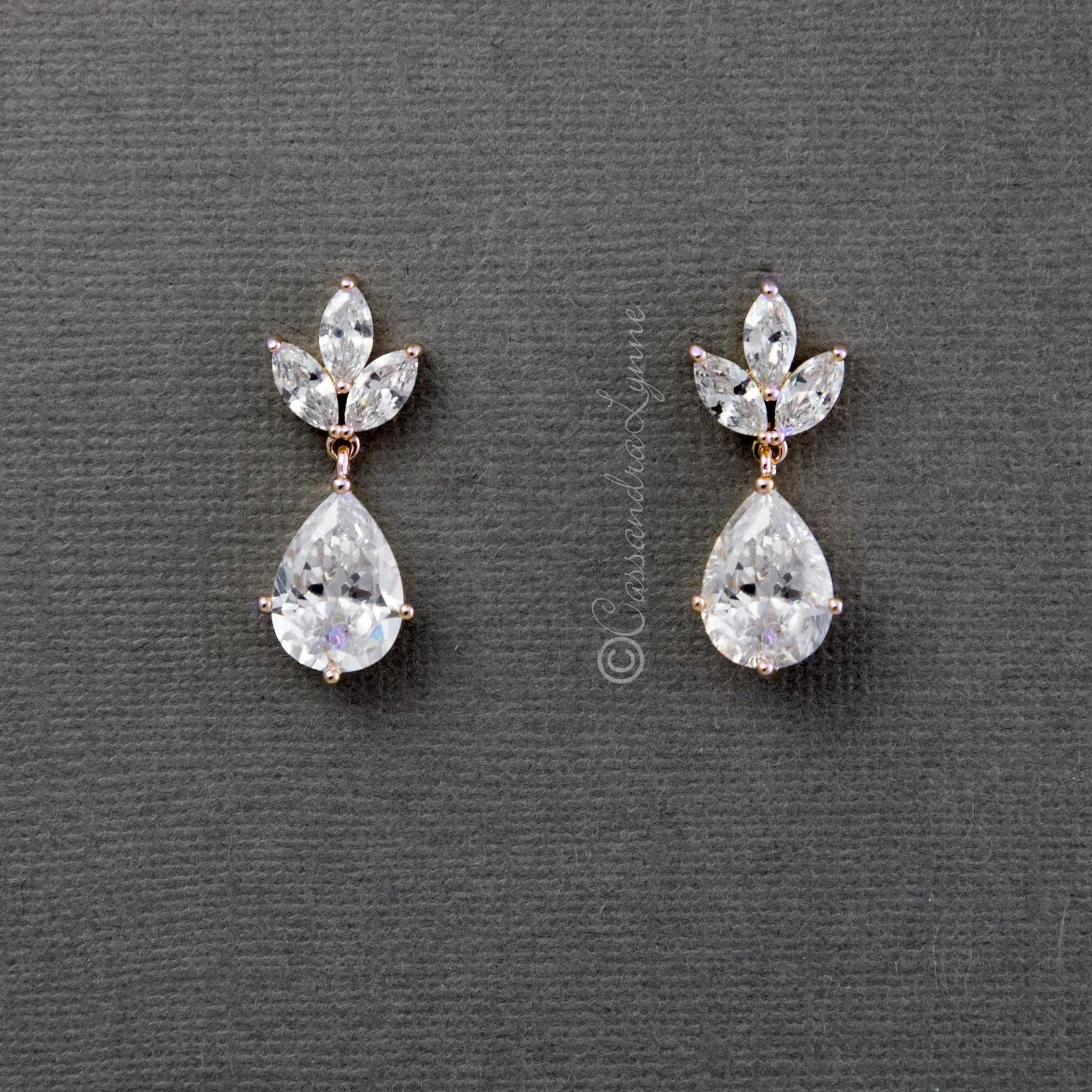 Classic Wedding Earrings with CZ Pear Drop