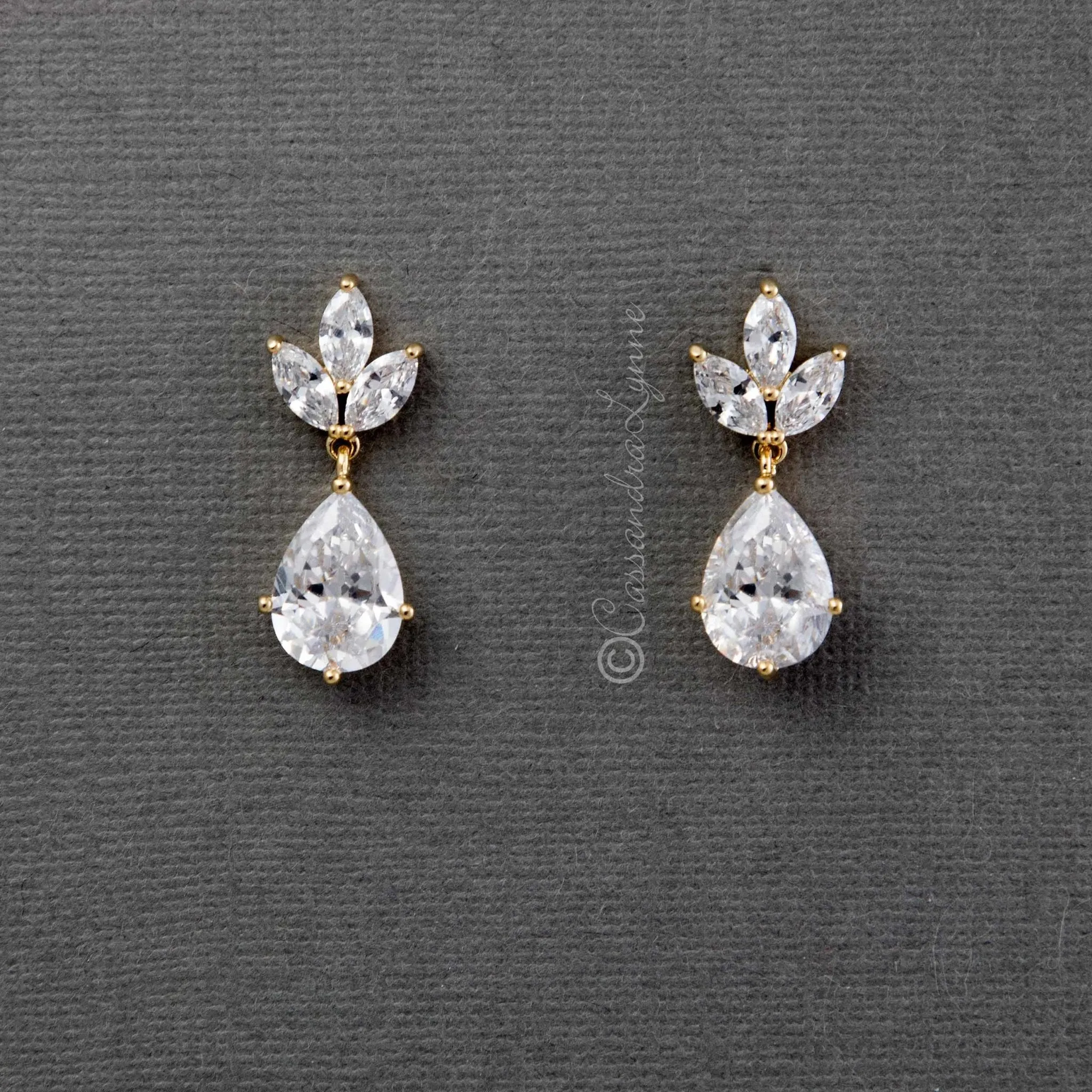 Classic Wedding Earrings with CZ Pear Drop