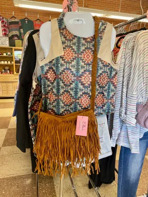 Clementine Faux Leather Bag with Fringe
