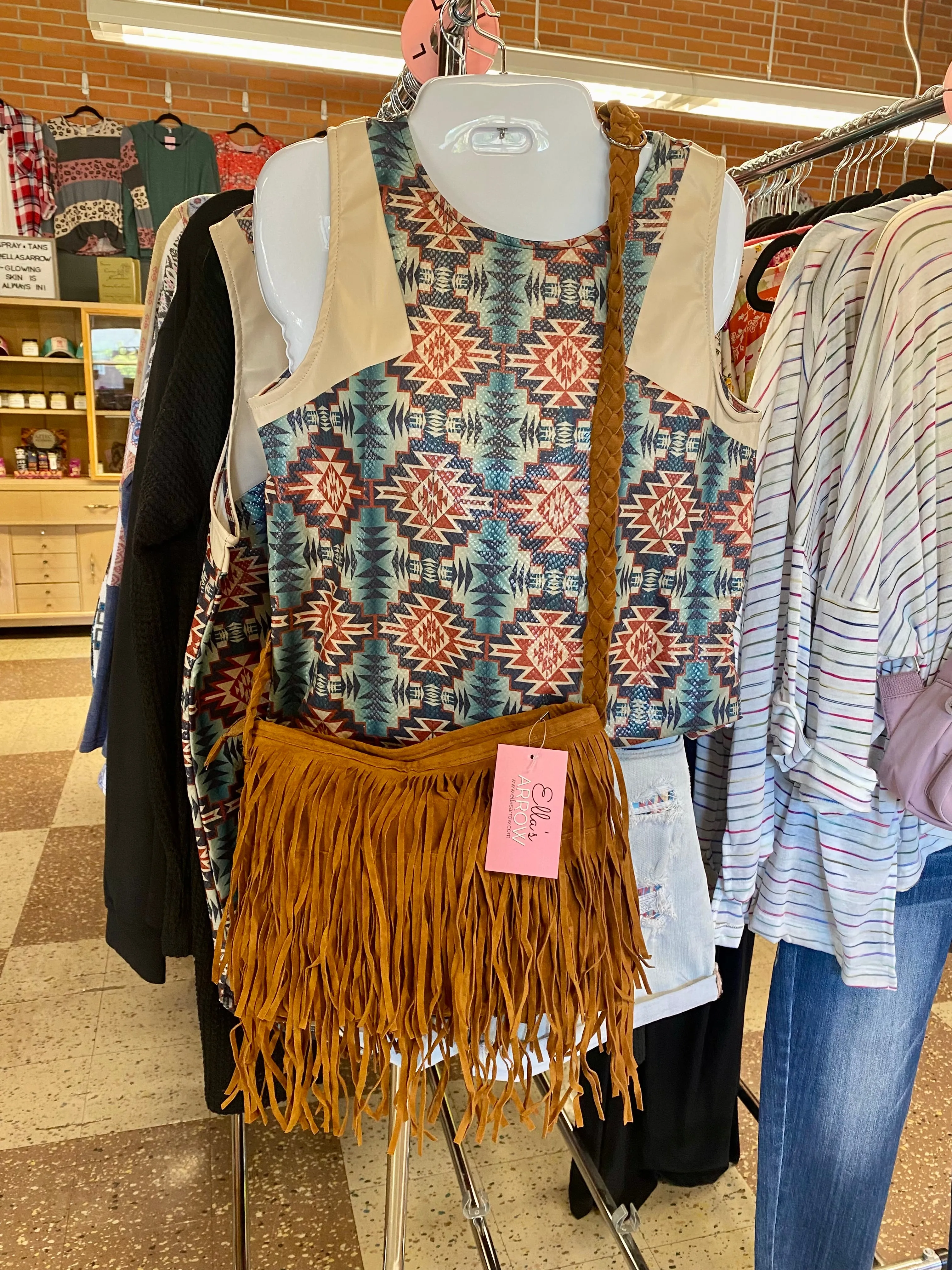 Clementine Faux Leather Bag with Fringe