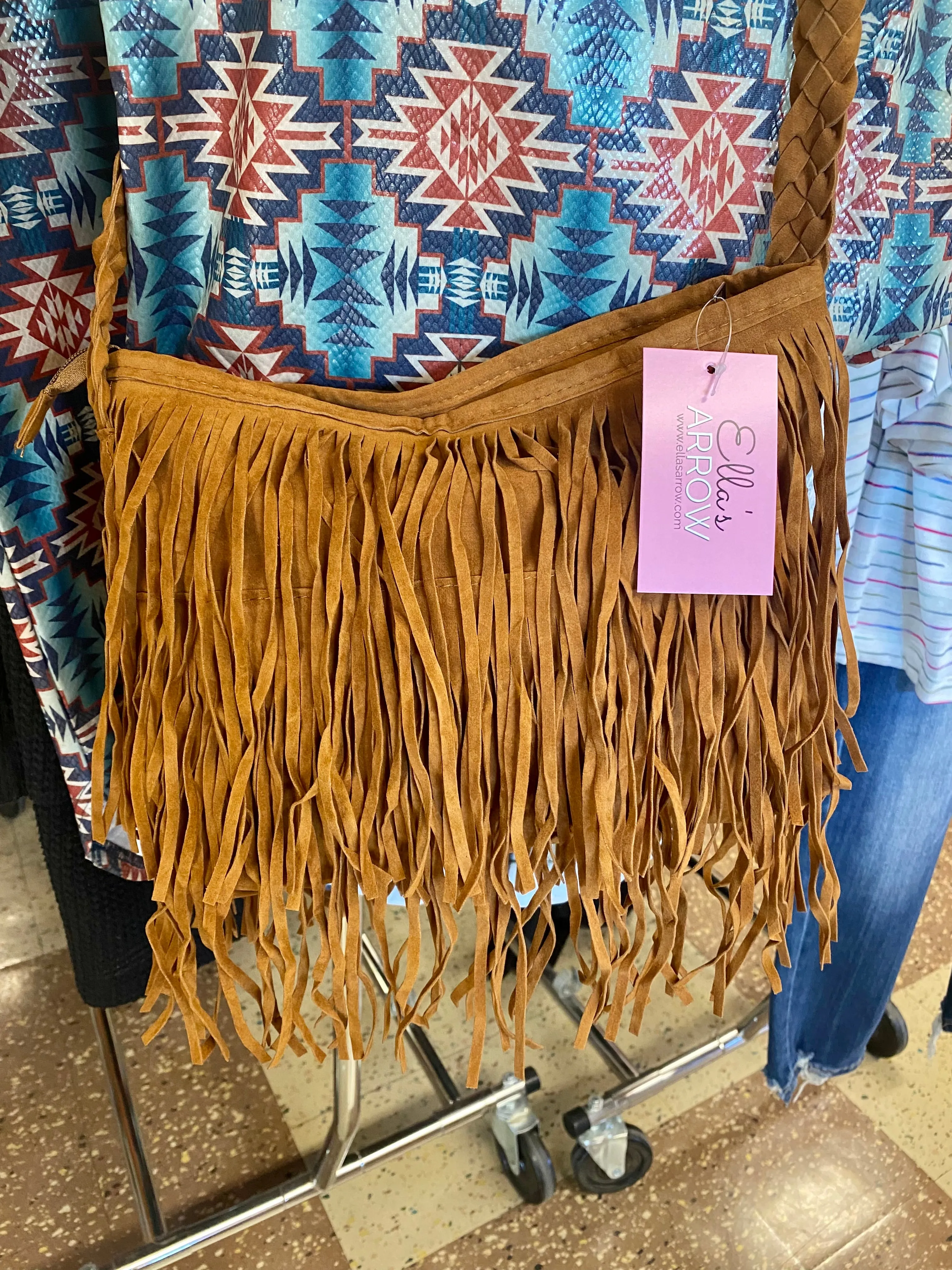 Clementine Faux Leather Bag with Fringe