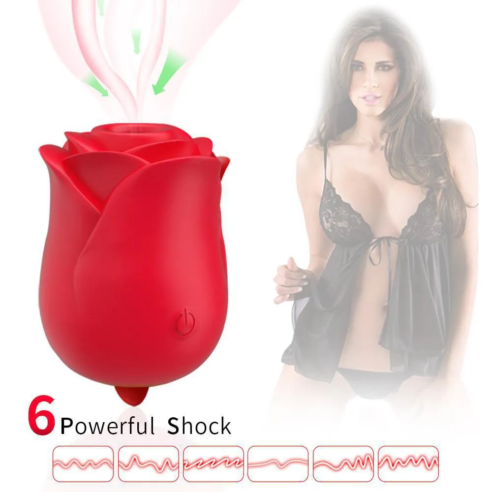 Clit Sucking Tongue Licking Rose Toy - Double End Nipple Clitoral Vibrator