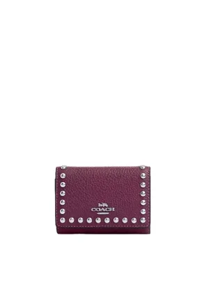Coach Micro Wallet With Rivets In Deep Berry CM247