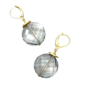 Coin Crystal Earrings - Grey