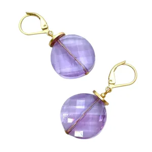 Coin Crystal Earrings - Lavender